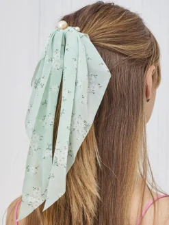 Best Gumka do włosów ze wstążką w kwiatuszki i perełkami Perlissa Damskie Akcesoria Do Włosów