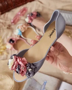 Discount Gumowe baleriny z kwiatem Koddies Meliski|Baleriny Klasyczne