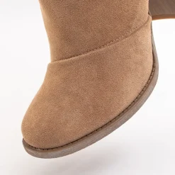 New Jasnobrązowe damskie botki z wycięciami Plinara Botki Bez Ocieplenia|Botki Na Słupku