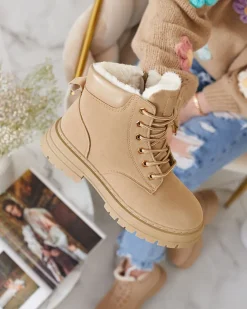 Best Jasnobrązowe damskie ocieplane botki typu trapery Radoras Trapery|Botki Z Delikatnym Ociepleniem