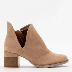 Sale Jasnobrązowe damskie ocieplane botki na słupku Karela Botki Na Słupku
