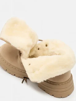 Discount Jasnobrązowe trapery damskie Develier Trapery|Botki Z Delikatnym Ociepleniem