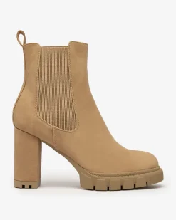New Jasnobrązowe damskie botki na wysokim obcasie Seihay Botki Na Słupku|Botki Z Delikatnym Ociepleniem