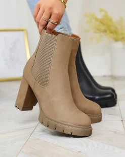 New Jasnobrązowe damskie botki na wysokim obcasie Seihay Botki Na Słupku|Botki Z Delikatnym Ociepleniem