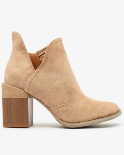 Clearance Jasnobrązowe damskie botki na słupku Rictisa Botki Z Delikatnym Ociepleniem|Botki Na Słupku