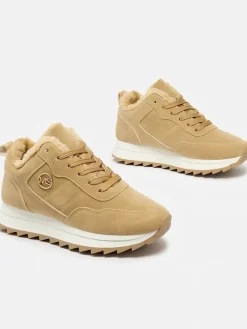 Hot Jasnobrązowe buty sportowe damskie z ociepleniem Lahho Damskie Ocieplane|Sneakersy