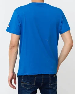 Sale Jasnoniebieski męski t-shirt z nadrukiem Bluzki