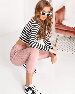 New Jasnoróżowe damskie spodnie materiałowe Spodnie Materiałowe