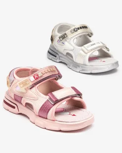 Online Jasnoróżowe sandały dziecięce na rzepy Mepoti Dziewczęce