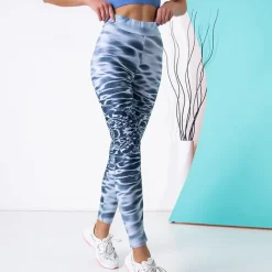 Outlet Jasnoszare wzorzyste damskie legginsy PLUS SIZ Legginsy / Tregginsy|Plus Size