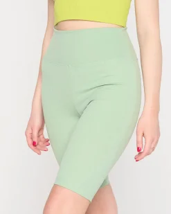 Outlet Jasnozielone damskie legginsy kolarki Spodenki 3/4|Krótkie Spodenki