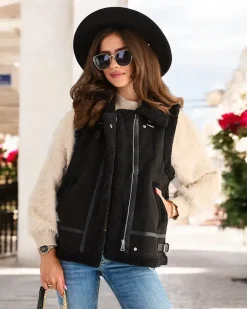 Online Kamizelka damska z kożuszkiem Kurtki / Marynarki / Płaszcze