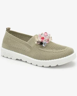 Best damskie materiałowe półbuty z kryształkami Fezens Półbuty