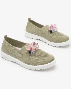 Best damskie materiałowe półbuty z kryształkami Fezens Półbuty