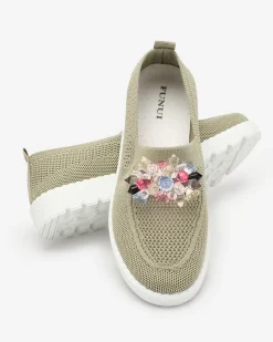 Best damskie materiałowe półbuty z kryształkami Fezens Półbuty