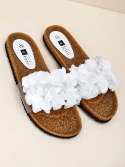Sale Klapki damskie z kwiatuszkami Flora Soft Klapki Płaskie