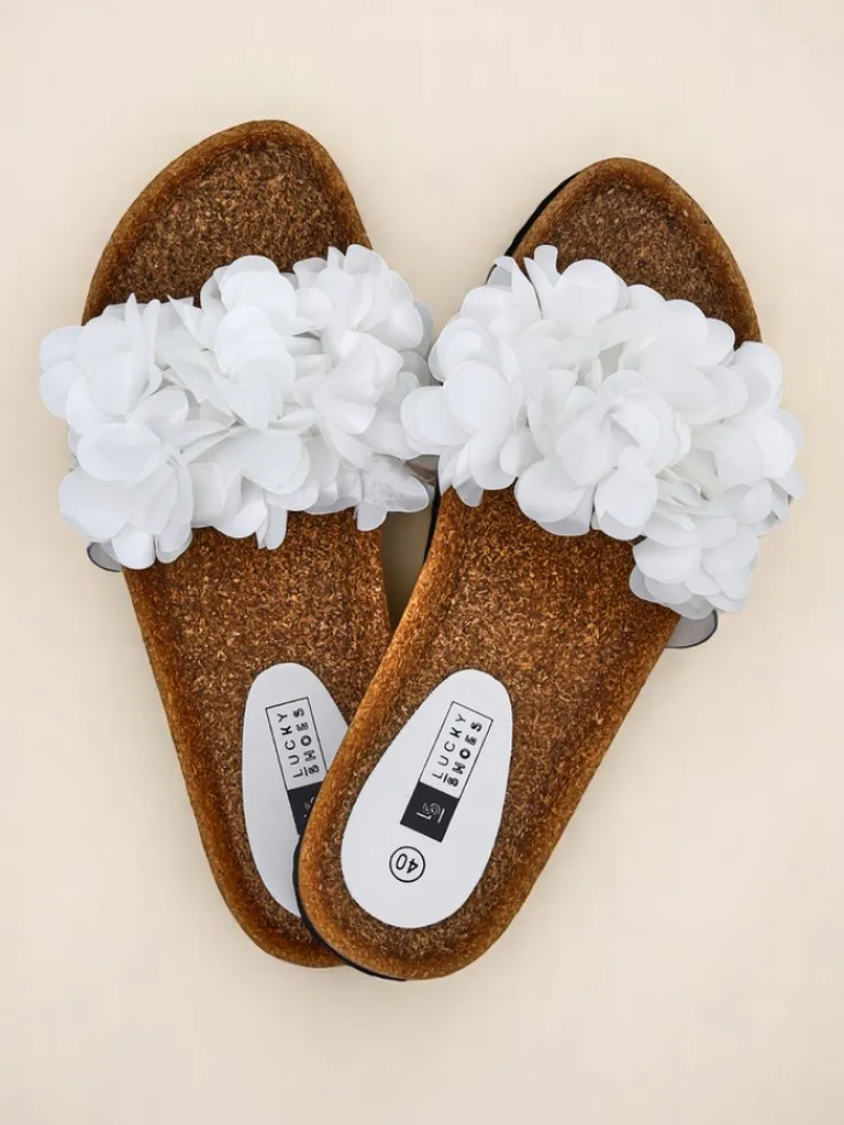 Sale Klapki damskie z kwiatuszkami Flora Soft Klapki Płaskie
