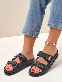 Outlet Klapki damskie z plecionką Delibeli Klapki Płaskie