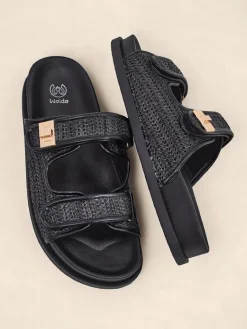 Outlet Klapki damskie z plecionką Delibeli Klapki Płaskie