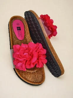 Sale Klapki damskie z kwiatuszkami Flora Soft Klapki Płaskie