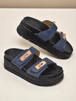 Klapki damskie na platformie z klamerkami Dalia Klapki Na Obcasie