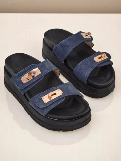 Klapki damskie na platformie z klamerkami Dalia Klapki Na Obcasie