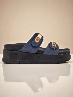 Klapki damskie na platformie z klamerkami Dalia Klapki Na Obcasie