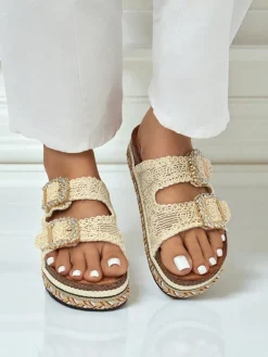 Best Klapki damskie z klamerkami z cyrkonii GlamCork Klapki Płaskie