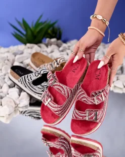 Clearance Klapki damskie z cyrkoniami w kolorze m Laluda Klapki Płaskie