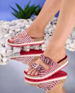 Clearance Klapki damskie z cyrkoniami w kolorze m Laluda Klapki Płaskie