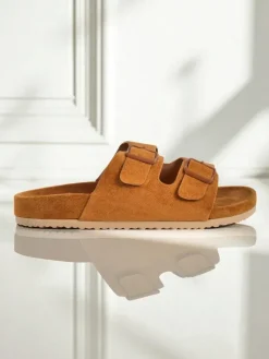 Online Klapki damskie z eko zamszu z klamerkami Bella Duo Klapki Płaskie