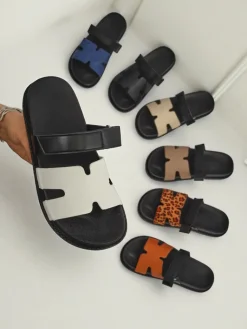 Clearance Klapki damskie z eko skóry FlexiComfi Klapki Płaskie