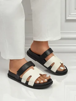 Clearance Klapki damskie z eko skóry FlexiComfi Klapki Płaskie