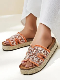 Online Klapki damskie z ozdobami Candy Candy Klapki Płaskie