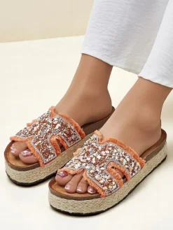 Online Klapki damskie z ozdobami Candy Candy Klapki Płaskie