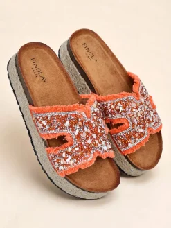 Online Klapki damskie z ozdobami Candy Candy Klapki Płaskie