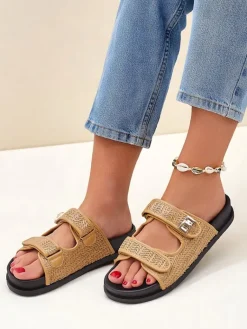 Best Klapki damskie z plecionką Delibeli Klapki Płaskie