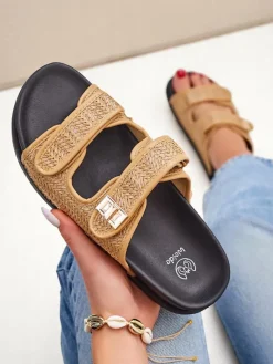 Best Klapki damskie z plecionką Delibeli Klapki Płaskie