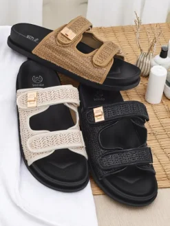 Best Klapki damskie z plecionką Delibeli Klapki Płaskie