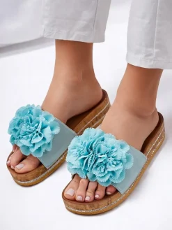 Online Klapki damskie z kwiatuszkami Focce Klapki Płaskie