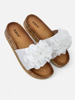 New Klapki damskie z kwiatuszkami Focce Klapki Płaskie