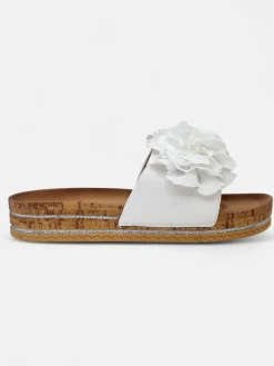 New Klapki damskie z kwiatuszkami Focce Klapki Płaskie