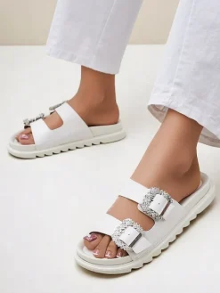 Clearance Klapki damskie z klamerkami Mrs Aurora Klapki Płaskie