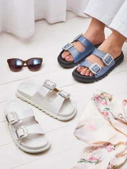 Clearance Klapki damskie z klamerkami Mrs Aurora Klapki Płaskie