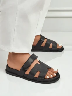 New Klapki damskie z eko skóry FlexiComfi Klapki Płaskie