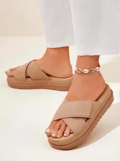 Outlet Klapki damskie płaskie Evre Klapki Płaskie