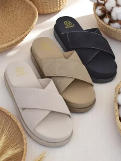 Outlet Klapki damskie płaskie Evre Klapki Płaskie