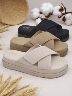 Outlet Klapki damskie płaskie Evre Klapki Płaskie