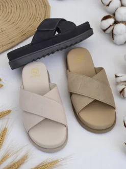 Outlet Klapki damskie płaskie Evre Klapki Płaskie