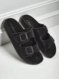 Sale Klapki damskie z eko zamszu z klamerkami Bella Duo Klapki Płaskie